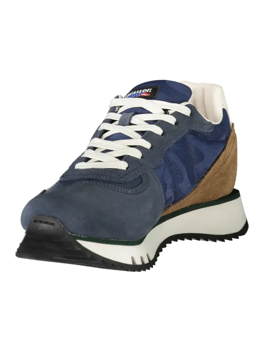 "Blauer Sneakers im Sale | Blauer Herren Sportschuhe Blau - Sportlicher Sneaker mit Kontrastdetails und Logo-Applikation online kaufen"|Planet-Deluxe
