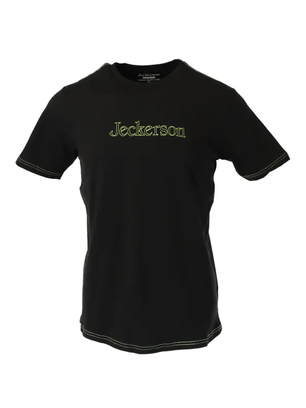 Schwarzes T-Shirt mit weißer Naht Schwarzes T-Shirt mit weißer Naht