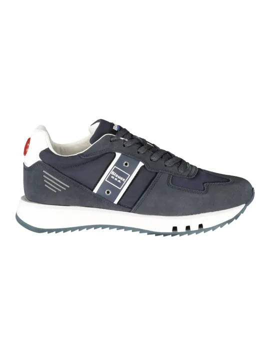 "Blauer Sneakers im Sale | Blauer Kontrast-Sneaker mit Print und Logo online kaufen"|Planet-Deluxe