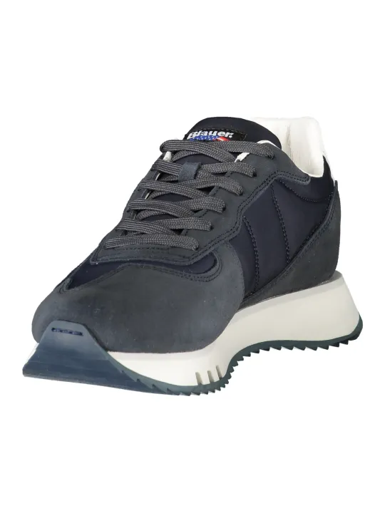 "Blauer Sneakers im Sale | Blauer Kontrast-Sneaker mit Print und Logo online kaufen"|Planet-Deluxe