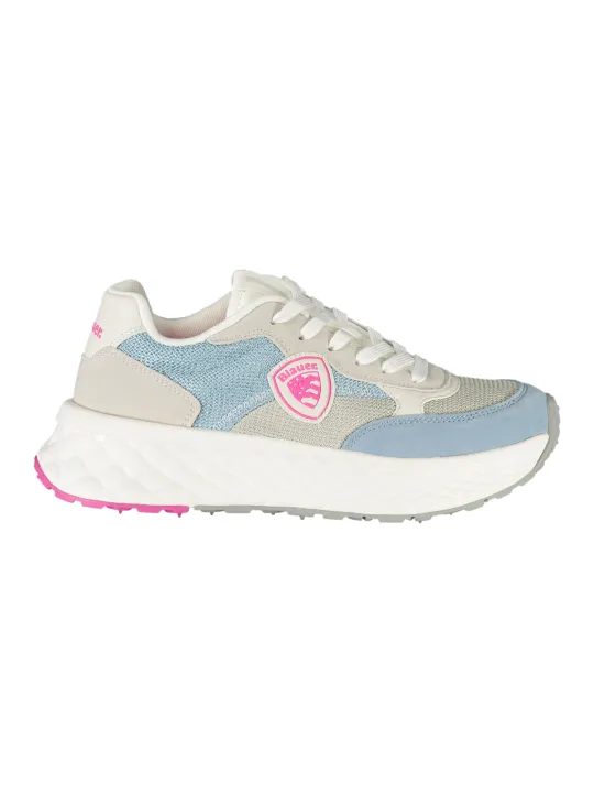 "Blauer Sneakers im Sale | Blauer Sneakers Weiß/Fuchsia mit Einlegesohle und Logo online kaufen"|Planet-Deluxe