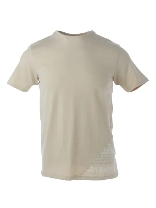 Beiges Kurzarm-T-Shirt aus Baumwolle