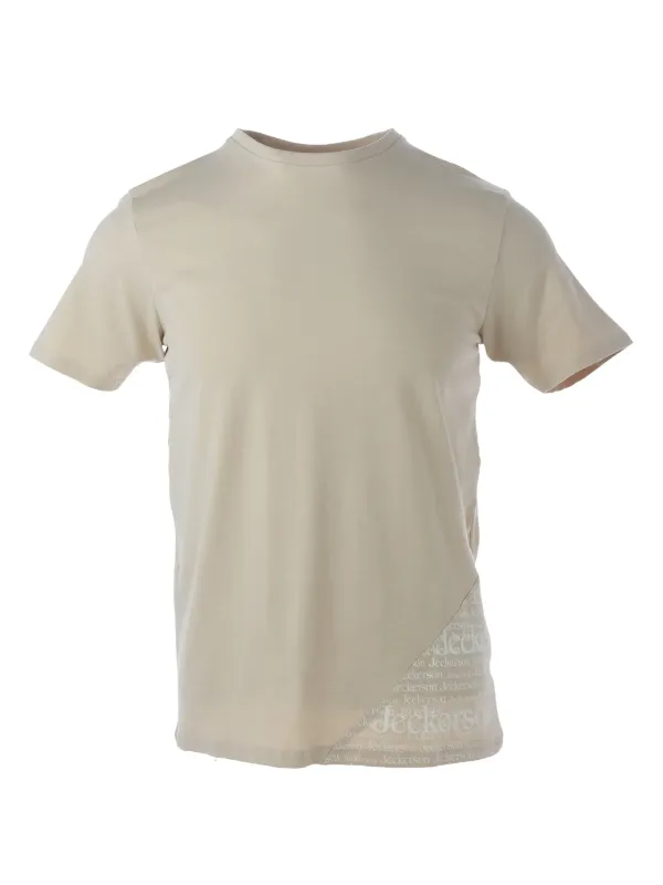 Beiges Kurzarm-T-Shirt aus Baumwolle Beiges Kurzarm-T-Shirt aus Baumwolle