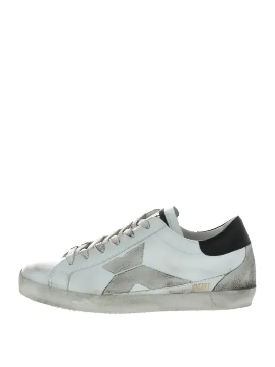 Weiße Sneaky Leder-Sneakers mit Absatz