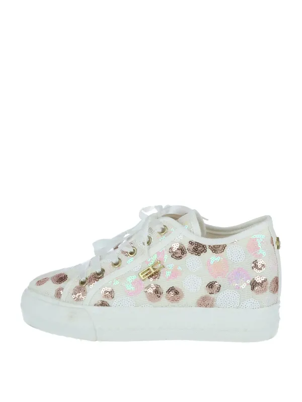 Weiße Sneaker mit roségoldenen Pailletten Weiße Sneaker mit roségoldenen Pailletten