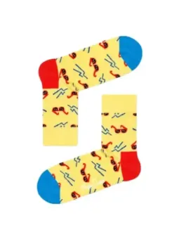 Gelbe Socken mit Sonnenbrillenmuster