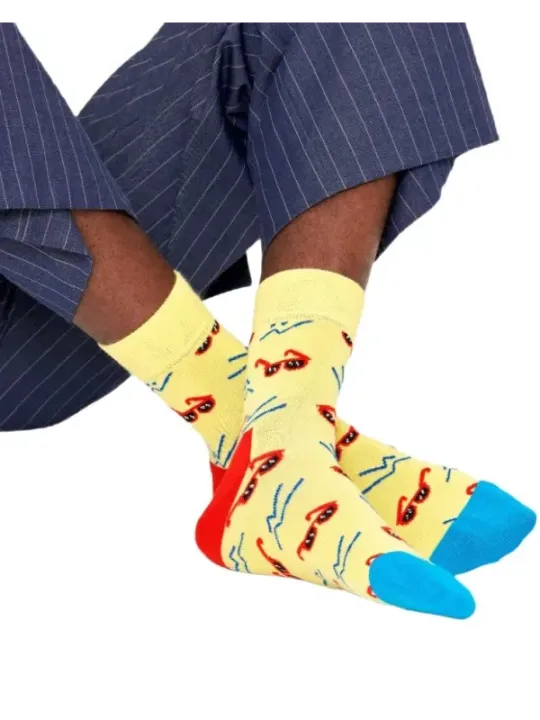 Gelbe Socken mit Smiley-Gesicht
