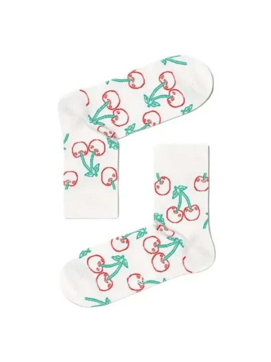 Kirschmuster weiße Happy Socks Kniestrümpfe
