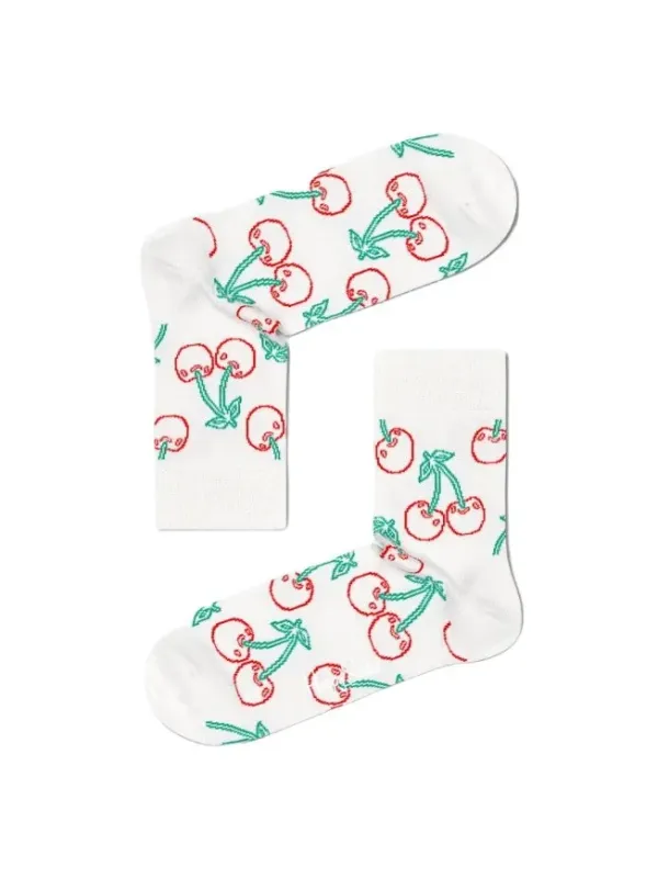 Kirschmuster weiße Happy Socks Kniestrümpfe