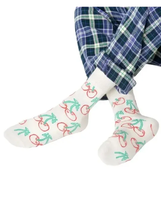 Kirschmuster weiße Socken Happy Socks