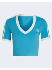 Adidas blaues V-Ausschnitt T-Shirt