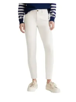 Weiße Skinny Jeans mit hohem Bund