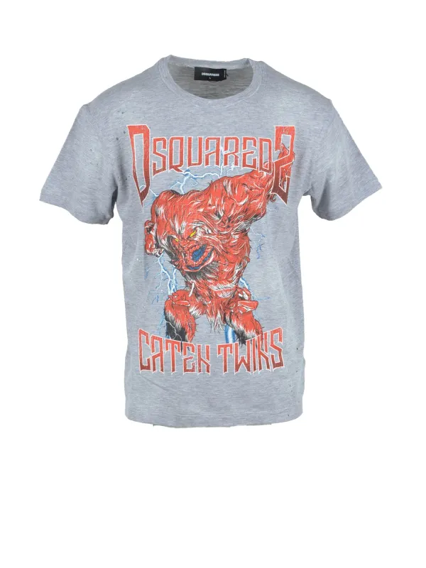 Dsquared Clown Grafik Baumwoll T-Shirt Dsquared Clown Grafik Baumwoll T-Shirt