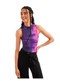 Pixelierter lila-pinker ärmelloser Top