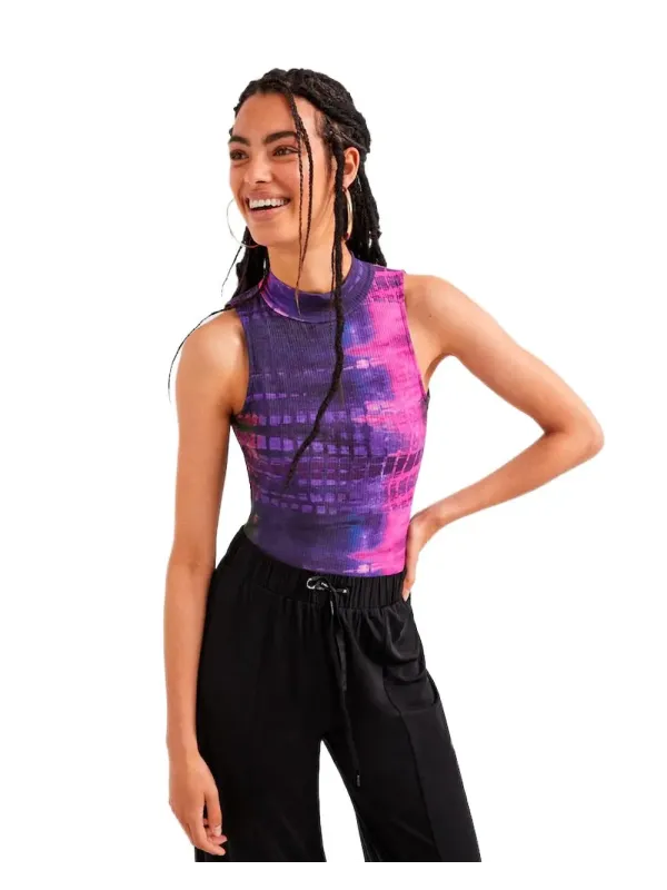 Pixelierter lila-pinker ärmelloser Top