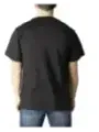 Schwarzes Baumwoll-Polyester T-Shirt Rückseite