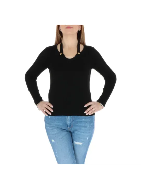Schwarzes Pinko Wolljersey Langarmshirt