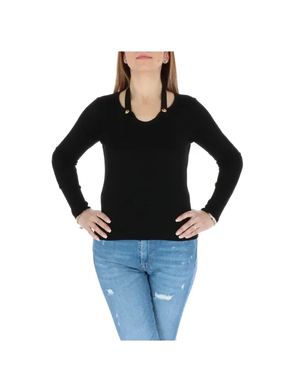 Schwarzes Pinko Wolljersey Langarmshirt Schwarzes Pinko Wolljersey Langarmshirt