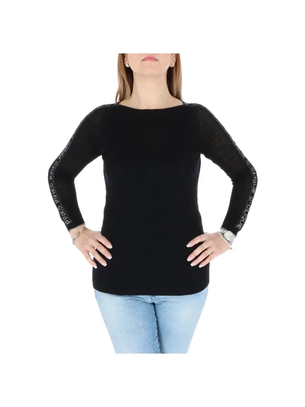 Schwarzer Pinko Strickpullover mit Schriftzug