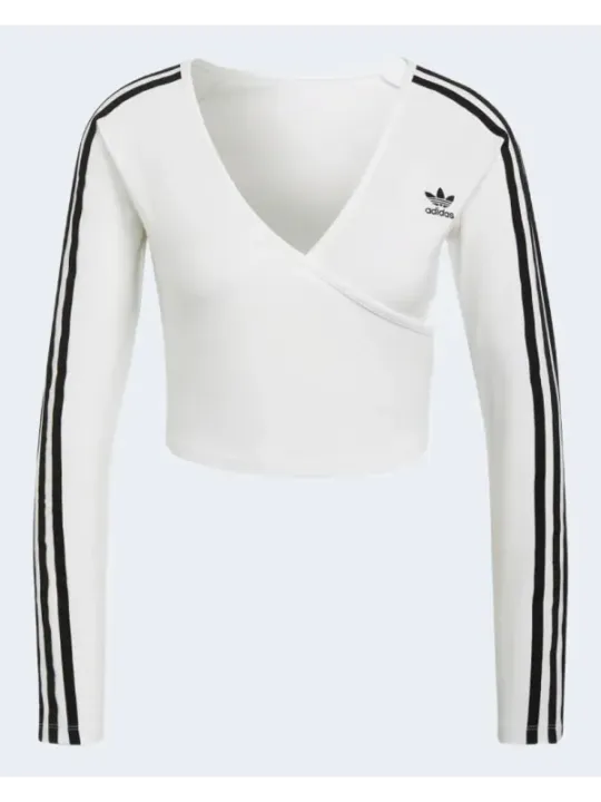 Weißes Adidas gestreiftes Crop-Top