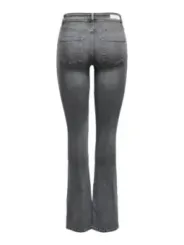 Dunkle, ausgestellte Jeans mit Abnutzung