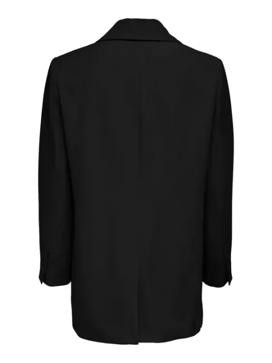 Schwarzer Blazer mit hochgekrempelten Ärmeln