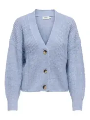 Leichter blauer Strick-Cardigan mit Knöpfen