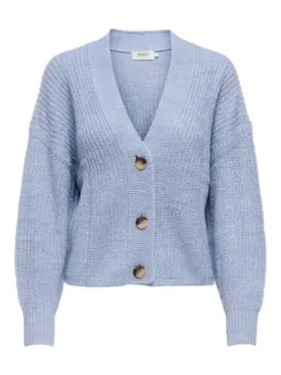 Leichter blauer Strick-Cardigan mit Knöpfen