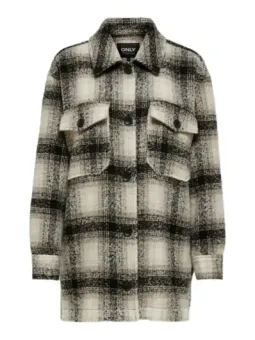 Schwarzes kariertes Flanellhemd mit Taschen