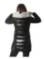 Schwarze Daunenjacke mit Kapuze