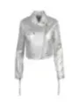 Weiße Lederjacke Biker Stil Damen