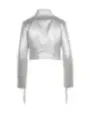 Silberne Cropped-Jacke mit Kordelzug