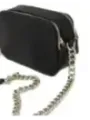 Schwarze Umhängetasche mit Goldkette