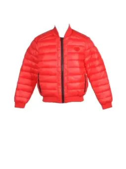 Roter, gepuffter Moschino Kurzmantel