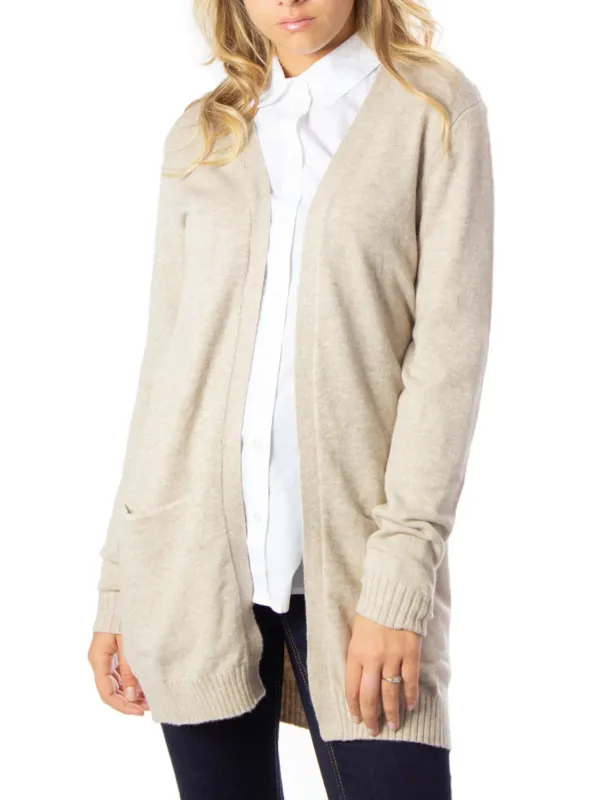 Beiger Strickcardigan mit Rüschenärmeln Beiger Strickcardigan mit Rüschenärmeln
