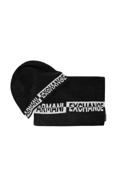Schwarze Armani Exchange Wollmütze gefaltet