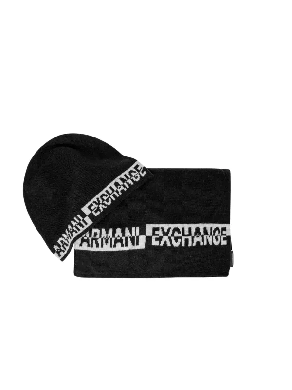 Schwarze Armani Exchange Wollmütze gefaltet Schwarze Armani Exchange Wollmütze gefaltet