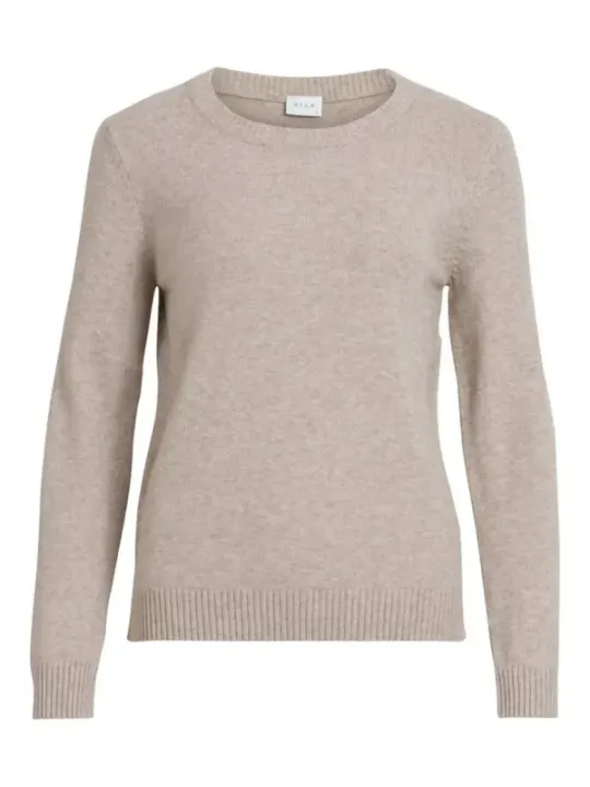 Beiger Kaschmirpullover mit Rundhalsausschnitt