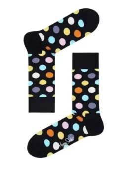 Bunte Punkte auf schwarzen Socken