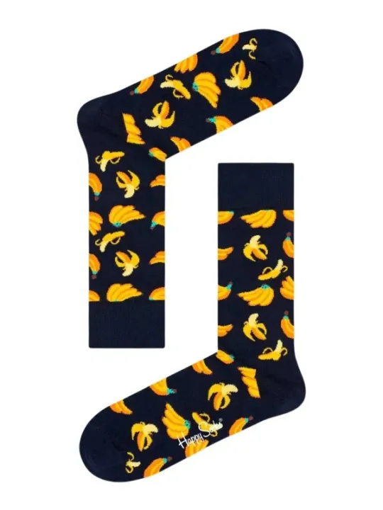 Gelbe Bananen auf blauen Socken