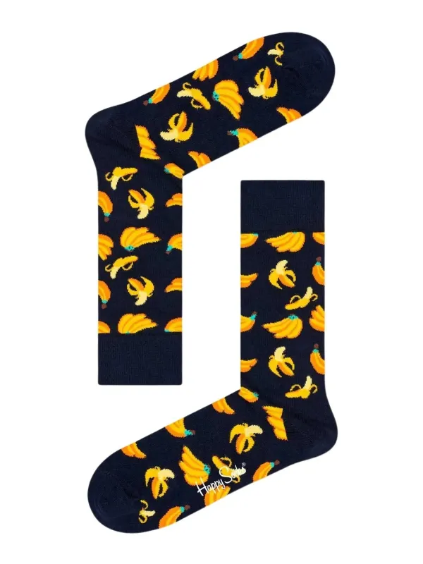 Gelbe Bananen auf blauen Socken Gelbe Bananen auf blauen Socken